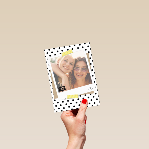 fotokaart blanco wit met zwarte stippen
