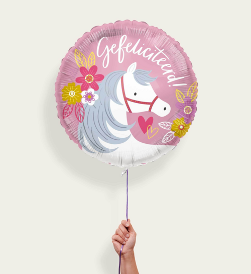 Ballon Paard Gefeliciteerd Roze Eco