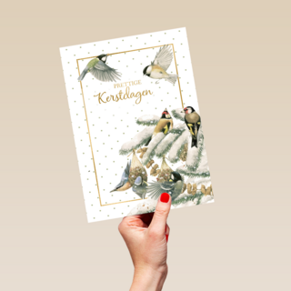 Kerstkaart klassiek Marjolein Bastin Kerst putter en koolmees