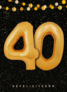 Verjaardagskaart leeftijden 40 ballonletters