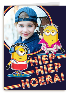 Minions fotokaart hiep hiep hoera