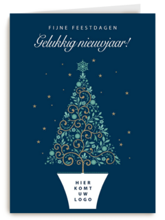 zakelijke kerstkaart met kerstboom en logo