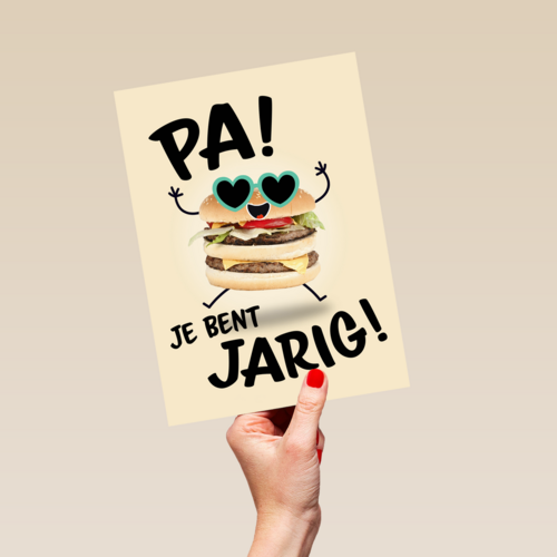verjaardagskaart met hamburger voor pa