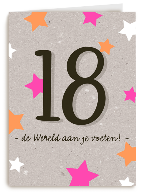 Verjaardagskaart 18 de wereld aan je voeten meisje vrouw