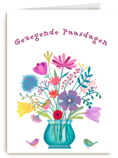pasen kaart gezegende paasdagen met bloemen