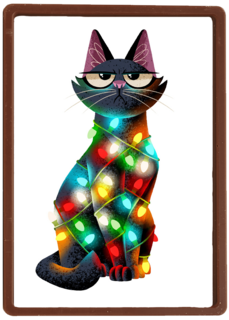 kerstkaart grappig kat met kerstlichtjes folio