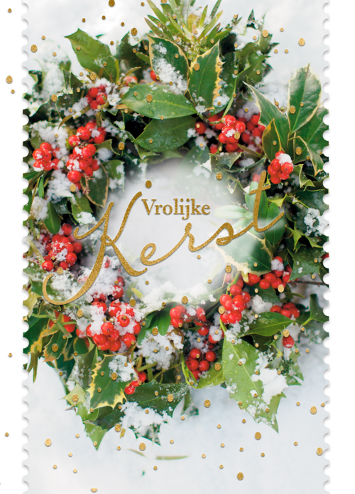 Kerstkaart kerstkrans vrolijke kerst