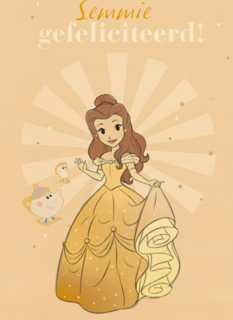 disney prinses kaart verjaardag gefeliciteerd belle