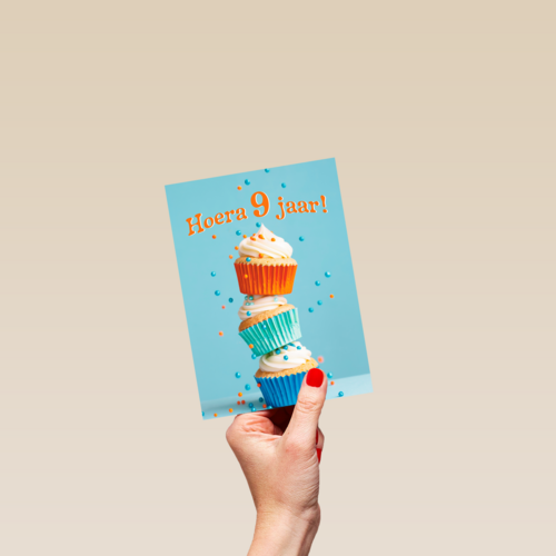 Hoera 9 Jaar cupcakes