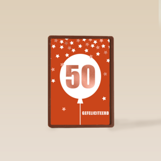 Verjaardagskaart leeftijden 50 ballon rood