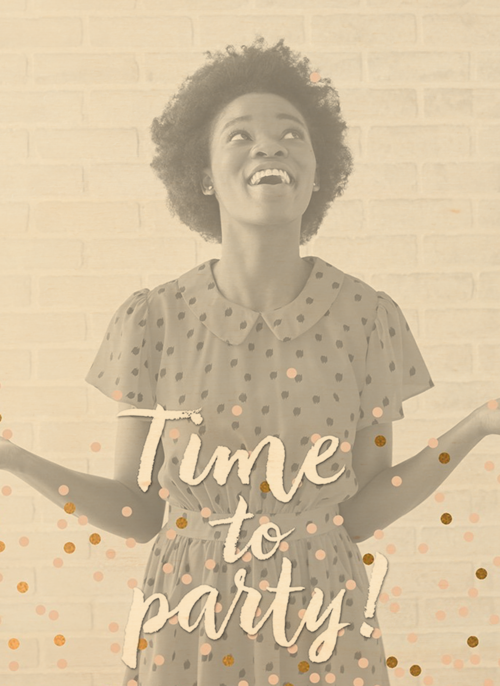 Houten Kaart Verjaardagsfeest Feest | Confetti Fotokaart Its Time To Party