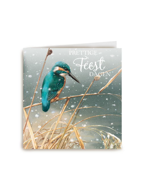 Kerstkaart klassiek Marjolein Bastin ijsvogel