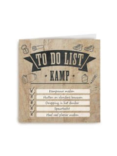 op kamp kaart to do list kamp