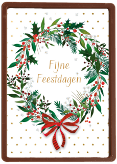 Kerstkaart klassiek Kerstkrans Fijne feestdagen