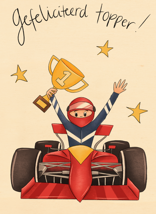 Matia studio raceauto gefeliciteerd topper