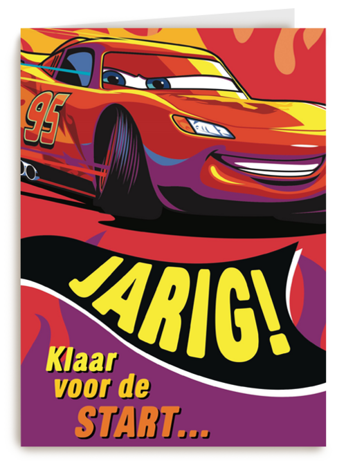 disney cars kaart met de tekst jarig klaar voor de start