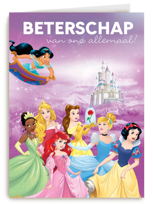 prinses kaart beterschap succes belle ariel jasmin