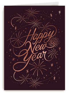 Happy New Year Vuurwerk Goude Sierletters