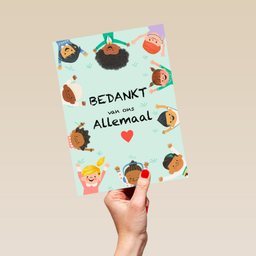 Bedankt kaart juf meester