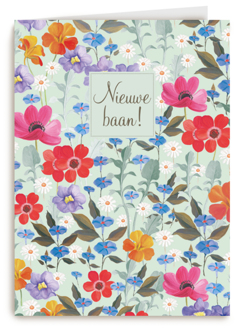 Nieuwe baan kaart met bloemen