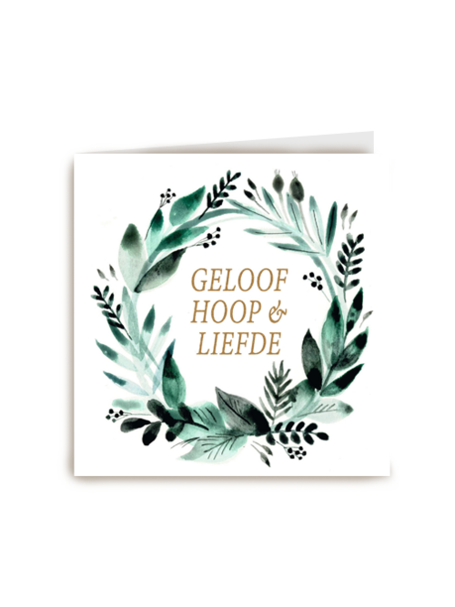 kerstkrans met geloof hoop en liefde