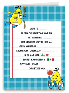 Sporta op kamp kaart lijstje