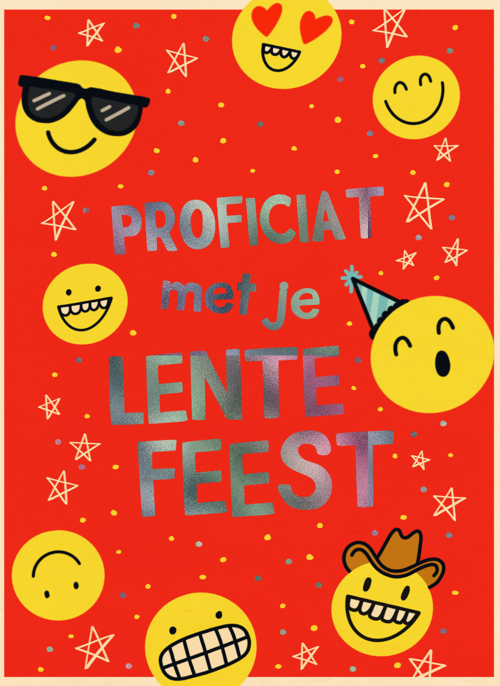 Houten Kaart Lentefeest | Houten Kaart Hallmark | Lentefeest | Lentefeest Proficiat Smileys