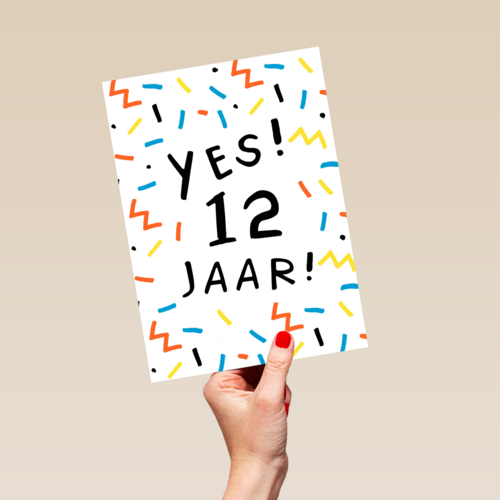 Verjaardagskaart meisje jongen 12 yes