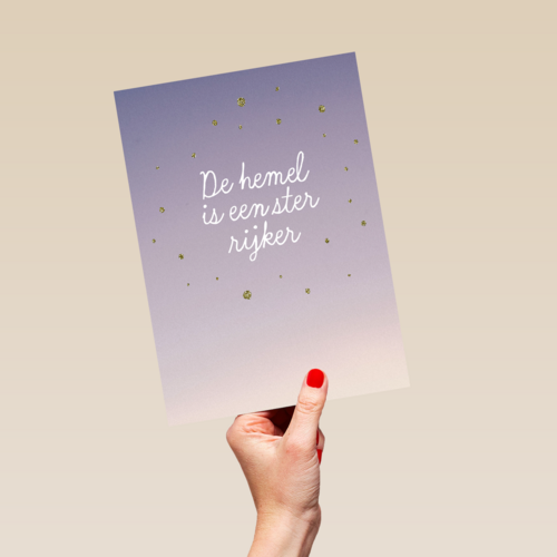 Condoleance kaart De hemel is een ster rijker