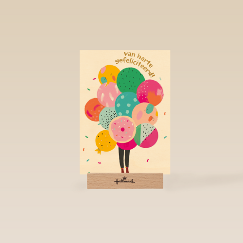 Verjaardagskaart tiener meisje enorme tros ballonnen