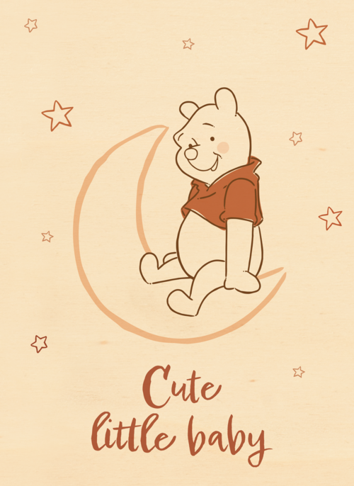 Cute little baby met Winnie the Pooh
