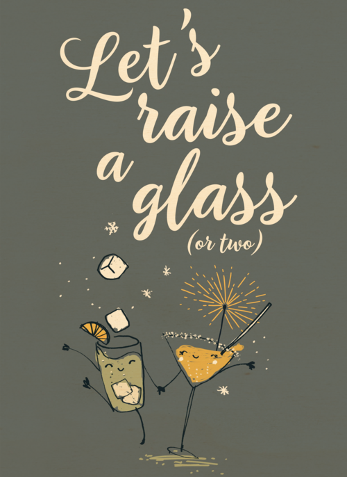 Houten Kaart Nieuwjaar Feest | Houten Kaart Hallmark | Nieuwjaar Feest | Lets Raise A Glass