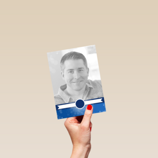 fotokaart jubileum blauw zoveel jaar in dienst