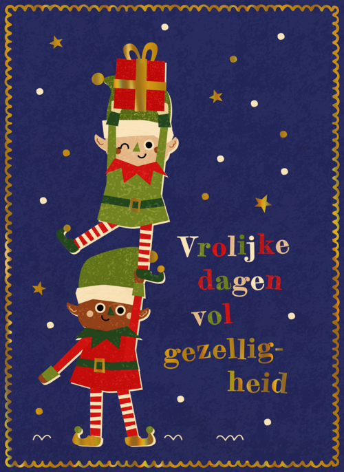 Houten kaart Kerst | Hallmark | Houten kaart Kerst | Hallmark | Kinderpostzegels - Elfjes