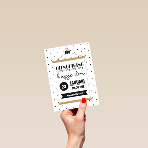 Uitnodiging etentje borrel hapje eten  
