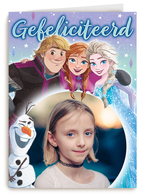 Frozen foto verjaardagskaart Elsa Anna Olaf Sven