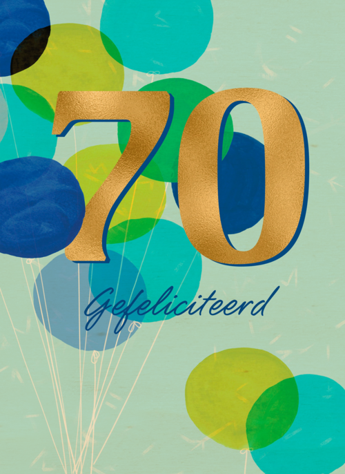 Verjaardagskaart 70 met ballonnen