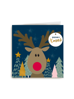 Kerstkaart Rudolph the red nose reindeer