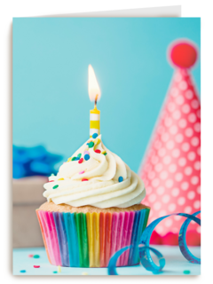 Verjaardagskaart man klassiek cupcake met kaarsje