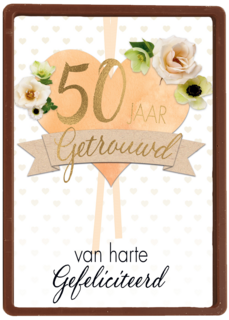 huwelijkskaart 50 jaar getrouwd hart bloemen
