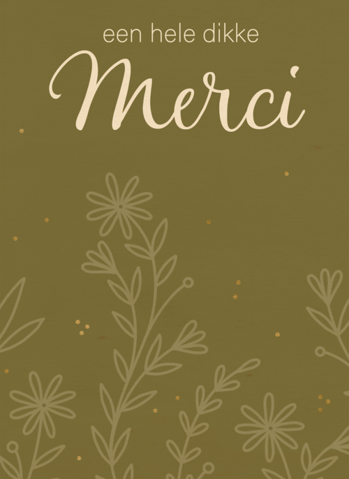 Houten Kaart | Een Hele Dikke Merci Met Botanical Achtergrond