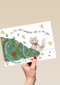 Kerstkaart grappig Kat met omgevallen kerstboom