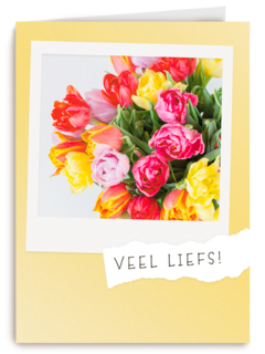 lente kaart boeket bloemen veel liefs