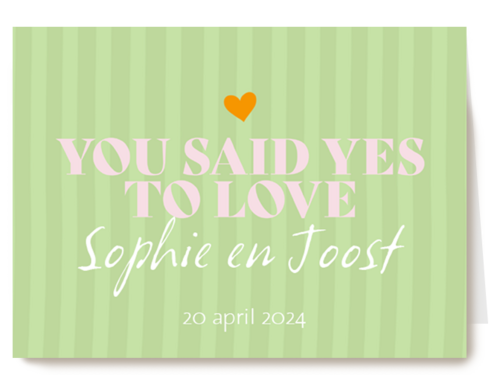 Kaart Hallmark | Felicitatie Huwelijk | You Said Yes To Love Text Editable