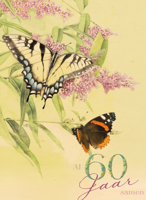 Houten Kaart Huwelijksjubileum | Houten Kaart Hallmark | Huwelijksjubileum | Zestig Jaar Met Vlinders