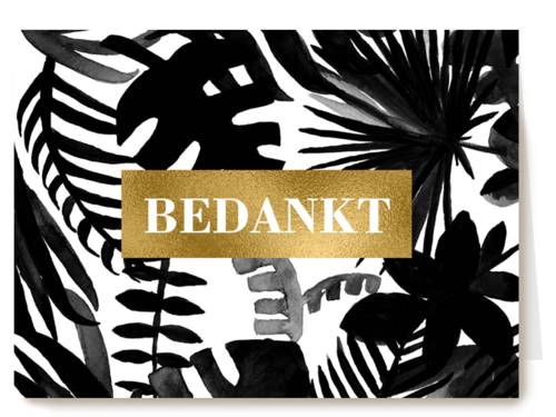 Bedanktkaart grafisch met planten zwart wit