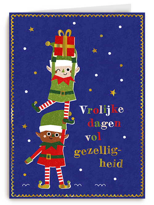 Kerstkaart Hallmark | Kinderpostzegels - Elfjes
