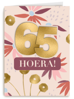 Verjaardagskaart bloemen 65 hoera