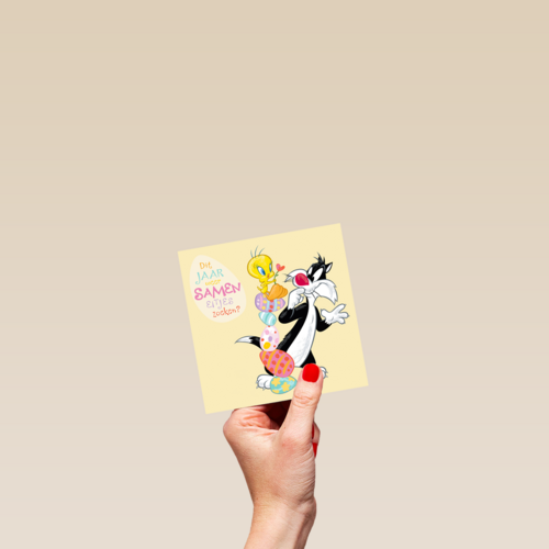 Looney Tunes Paaskaart samen eitjes zoeken