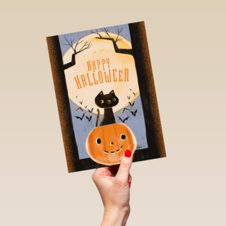 Happy Halloween Cat Pumpkin